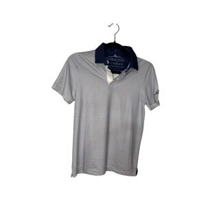 Boston Scott Golf Shirt Jr.Medium Striped Modern Fit Polo Blue‎ White